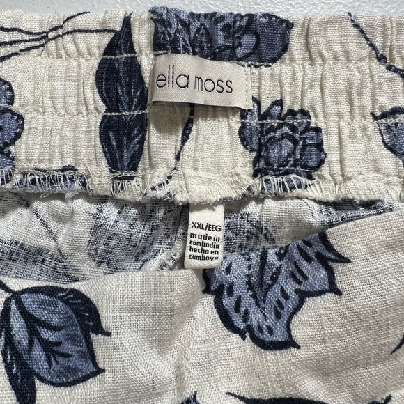 Like new Ella Moss Floral Linen Blend Wide Leg Pull On Pants XXL - Picture 5 of 5